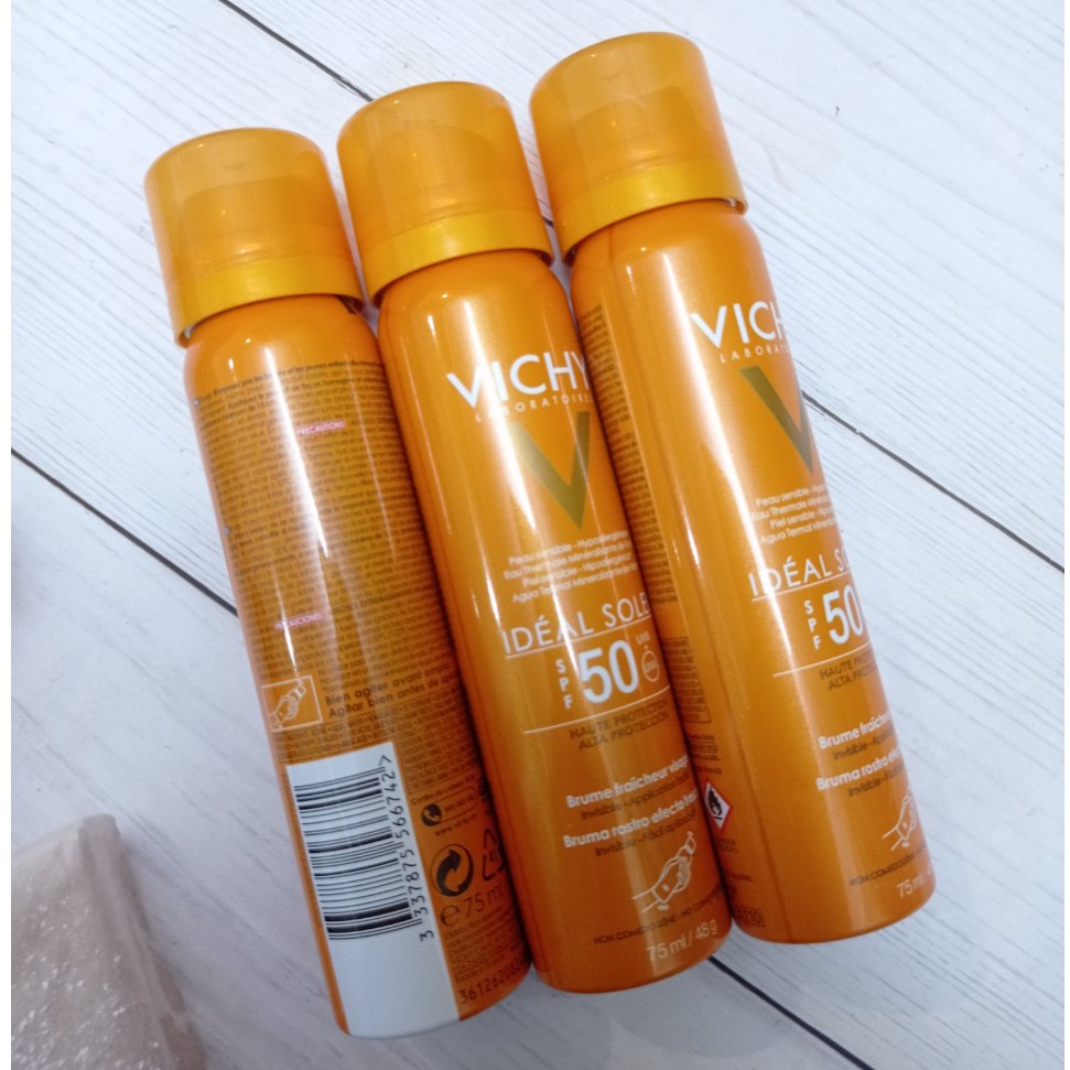 XỊT CHỐNG NẮNG VICHY 75ML - GIẢM DẦU NHỜN, KHÔ THOÁNG VÀ KHÔNG BÍ BẾT - DẠNG XỊT PHUN SƯƠNG SIÊU TIỆN LỢI