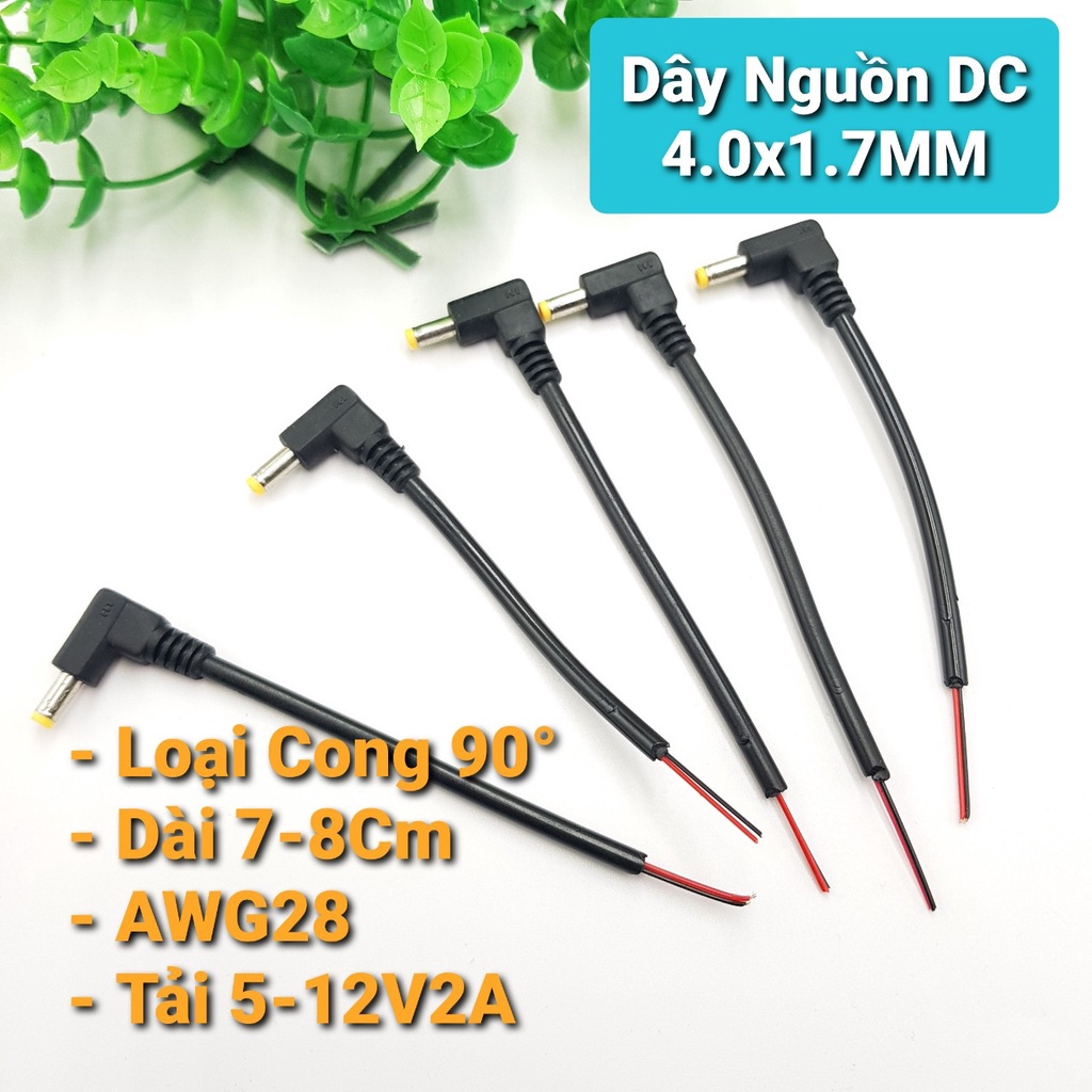 Dây DC Đực 4.0x1.7MM Dài 7CM Loại Cong DC4.0*1.7MM dùng chuyển nguồn - ShopLinhkienM2M