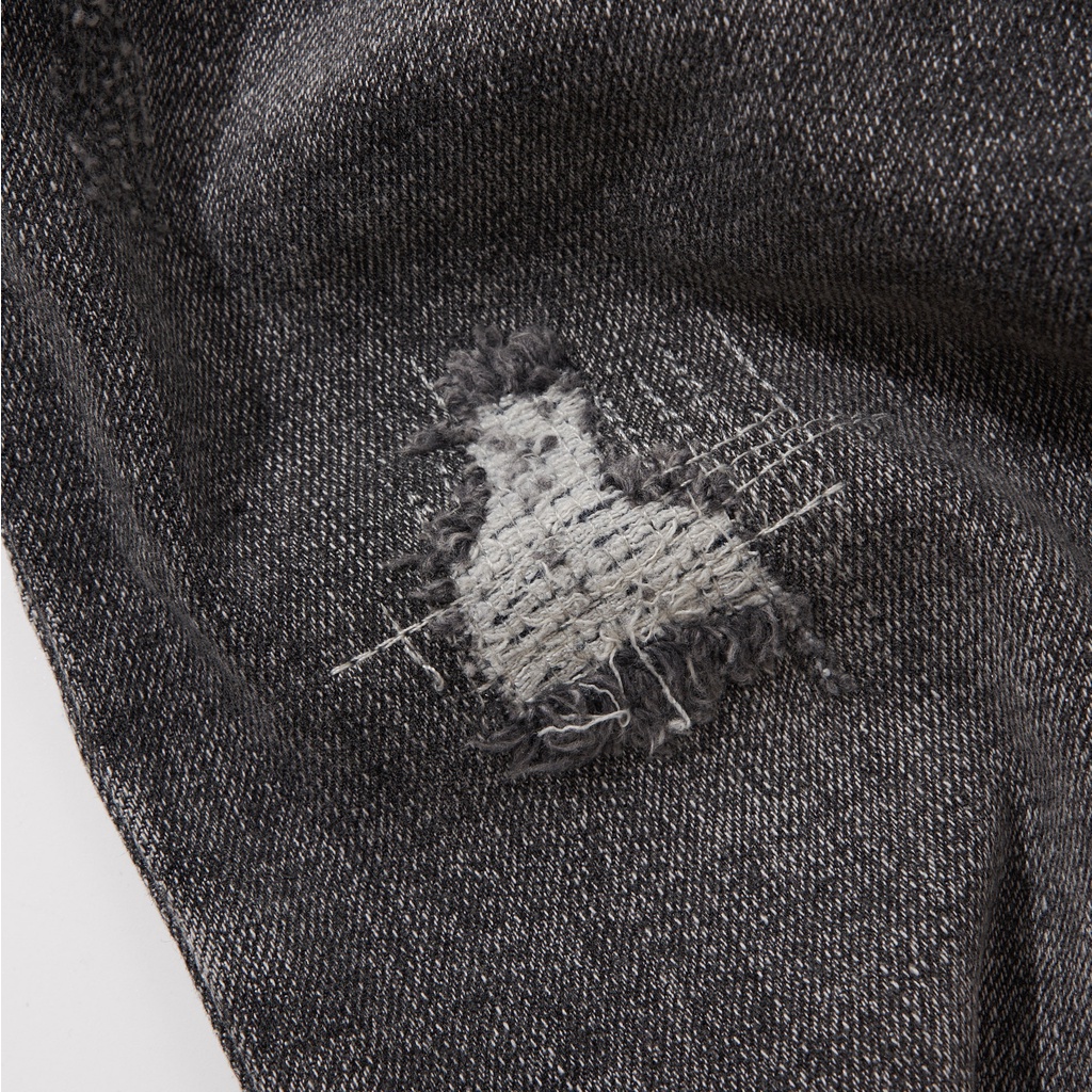 Quần Jean Nam Đen Rách ATINO Chất Liệu Jean Pha Spandex Form Slim-Fit QJ1.1035