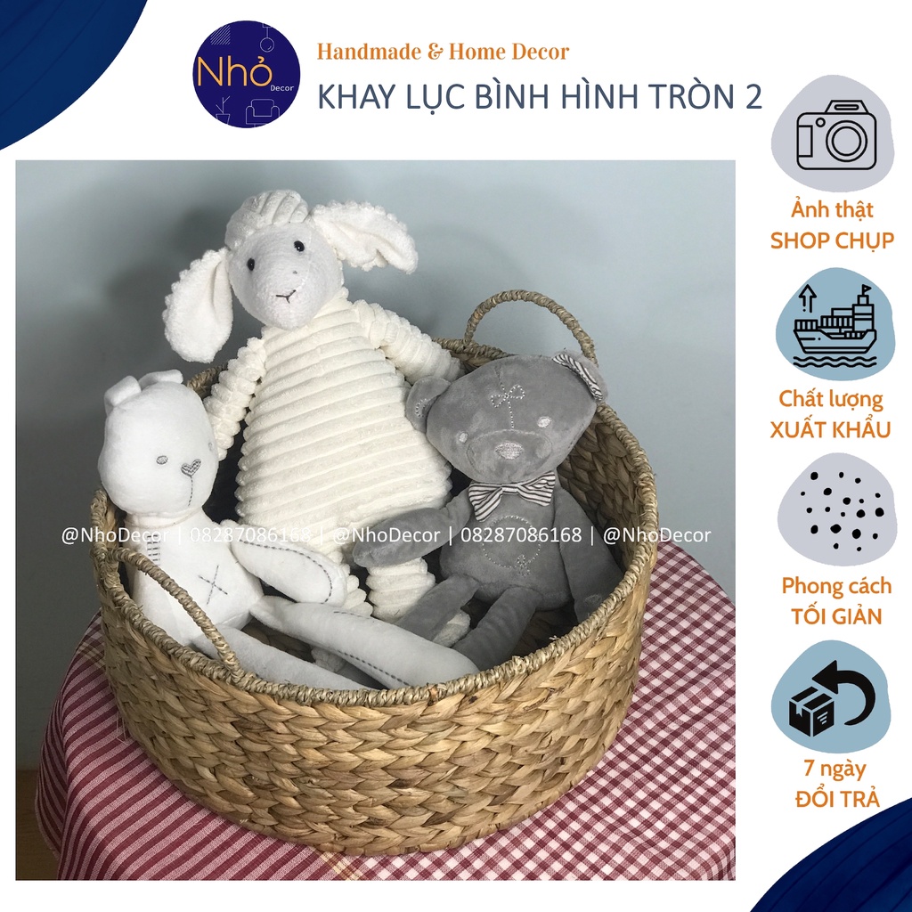 Khay cói (bèo) tròn đa năng đựng sách báo, đồ chơi Nhỏ Decor/ Hand-woven seagrass rounnd storage basket