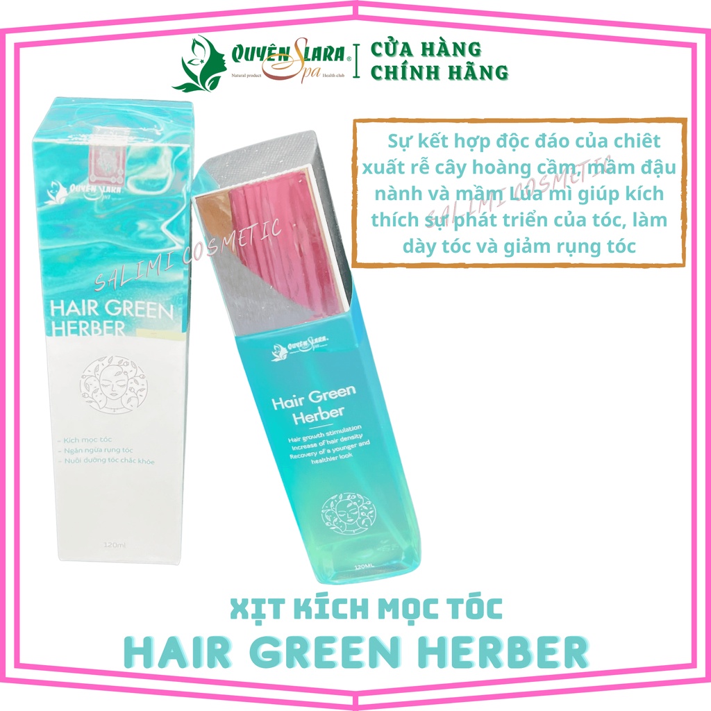 Chai Xịt Kích Mọc Tóc Thảo Dược Hair Green Herber Quyên Lara 120 ml - Phục Hồi Tóc Rụng - HÀNG CHÍNH HÃNG