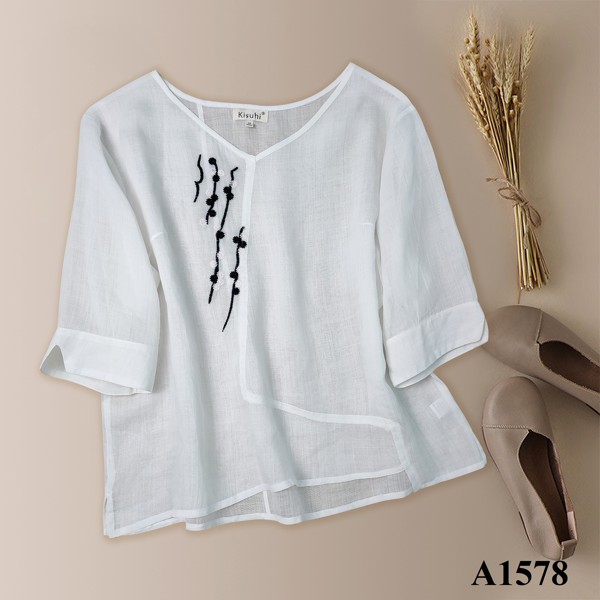 A1578 - ENDA KISUHI Áo Linen Điểm Thêu
