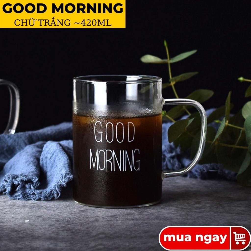 Ly thuỷ tinh có quai chịu nhiệt uống nước mỏng nhẹ sang trọng, Cốc uống nước dung tích 400ml dễ thương Lotida