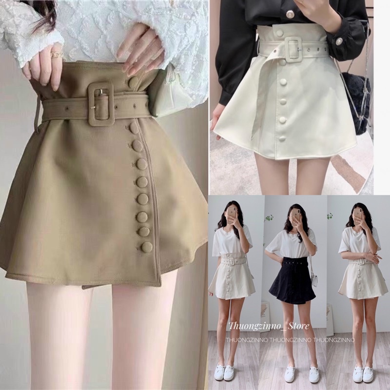 [Ảnh thật/Video]Chân váy cao bồi dáng MƯỚT CÚC BỌC đai to Hàn Quốc Chân váy chữ A trẻ trung