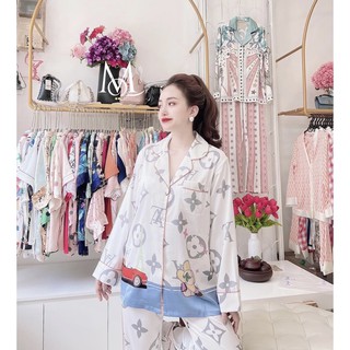 ( SALE GIÁ GỐC) BỘ LỤA PIJAMA DÀI HOẠ TIẾT L V XINH