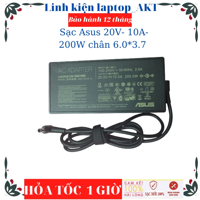 Sạc Asus 20v- 10a- 200w- ZIN chân 6.0x3.7mm Asus Gaming A15 Fa506Qm Ga503Qr Asus Rog G531GT FX505GT FX705G G15 G512