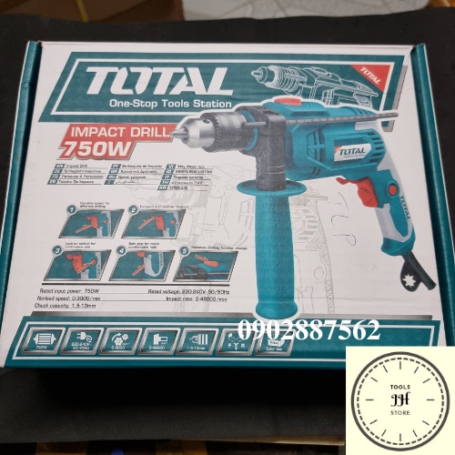 13mm Máy khoan tường bê tông cầm tay 750W TOTAL TG108136