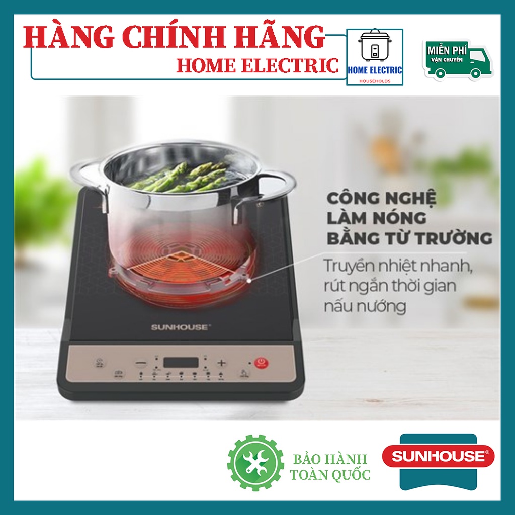 Bếp điện từ sunhouse SHD6800, TẶNG KÈM NỒI LẨU bếp điện từ đơn Sunhouse công suất 1800W kính chịu lực siêu bền.