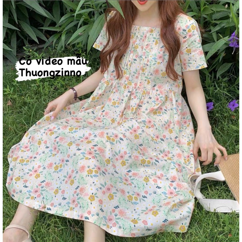 Váy babydoll hoa nhí dáng dài - Đầm babydoll đầm hoa nhí