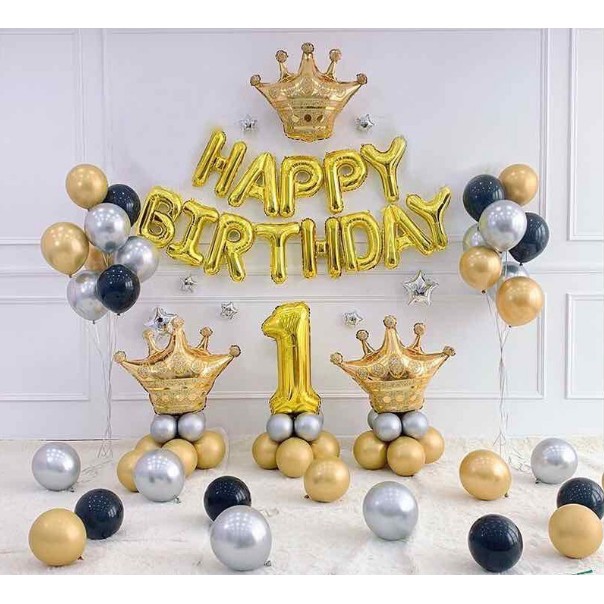 Set bong bóng trang trí sinh nhật Hot Trend 2021 Mẫu Mới Vương Miện Phụ kiện trang trí sinh nhật happy birthday