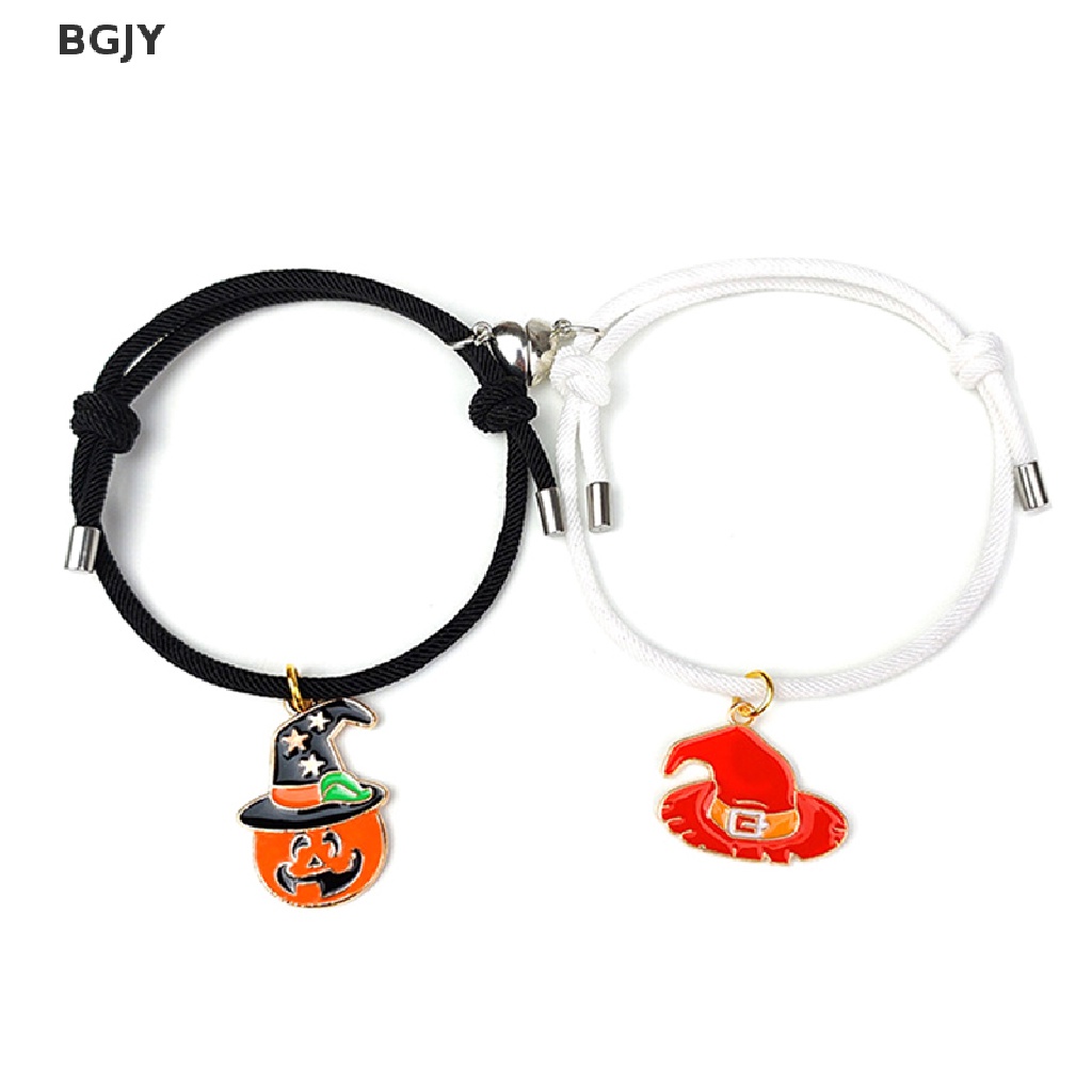 1 Cặp Vòng Tay Dây Bện Phối Hạt Nam Châm Handmade Có Thể Điều Chỉnh Thời Trang Cho Cặp Đôi Mới