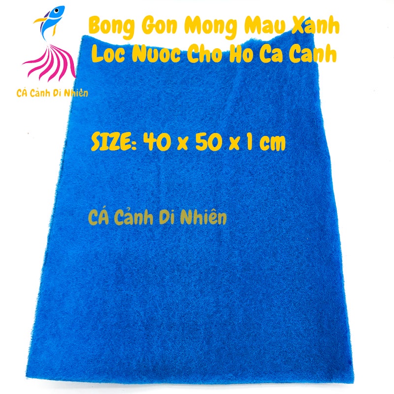 Bông gòn MỎNG lọc nước màu XANH cho hồ cá cánh size 50x40x1 cm