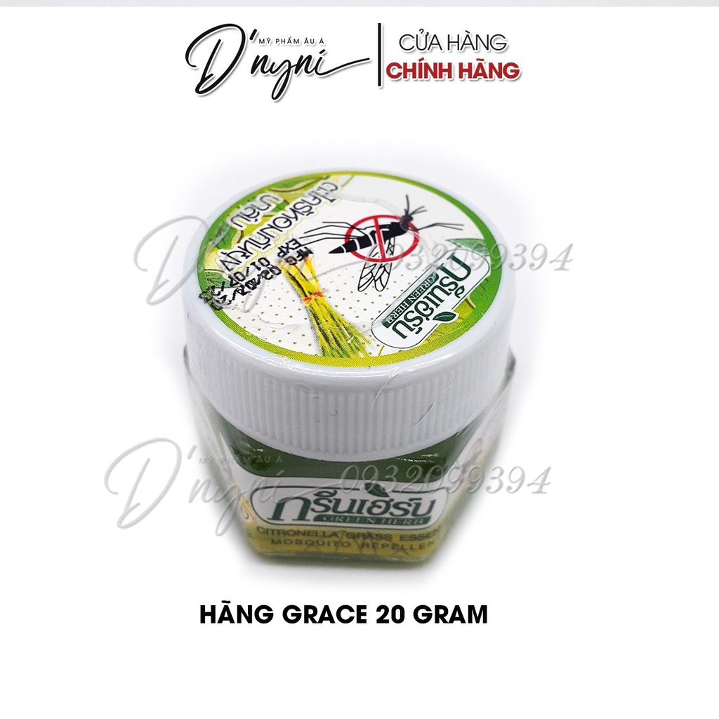 Dầu Cù Là Thoa Muỗi Đốt Hương Sả Green Herb Cintronella Grass Essence Mosquito Repellent 20g Thái Lan