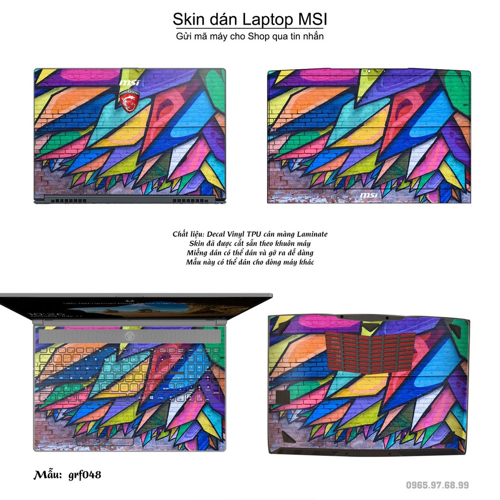 Skin dán Laptop MSI in hình nghệ thuật graffiti (inbox mã máy cho Shop)