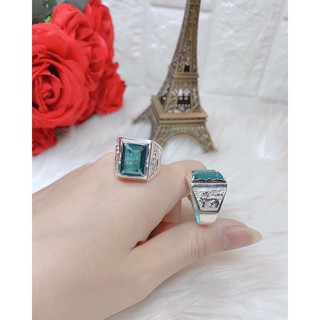 Nhẫn nam đính đá mặt vuông chất lừ - bạc 925