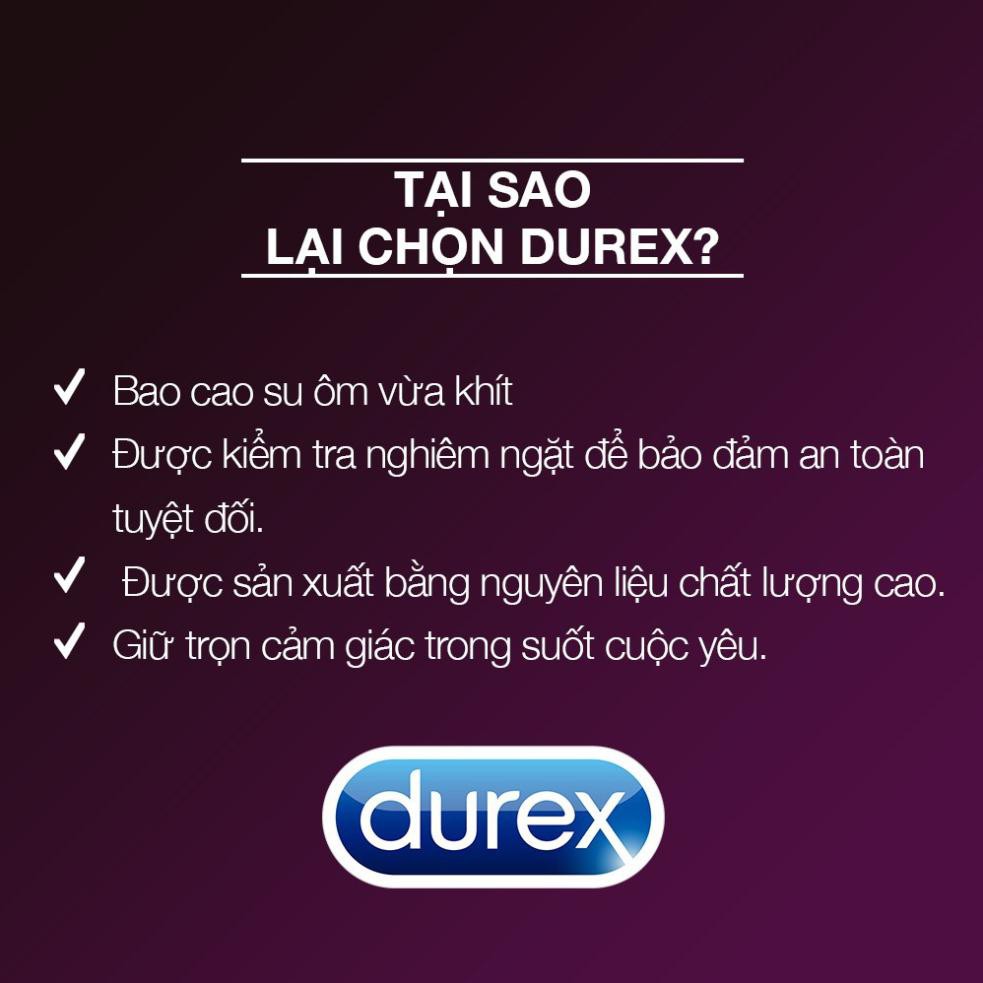 Bộ 3 hộp bao cao su Durex Performa 3 bao/hộp, Bcs Performa Chứa Nhiều Gel Bôi Trơn, Kéo Đài Thời Gian Yêu (Size 52mm)