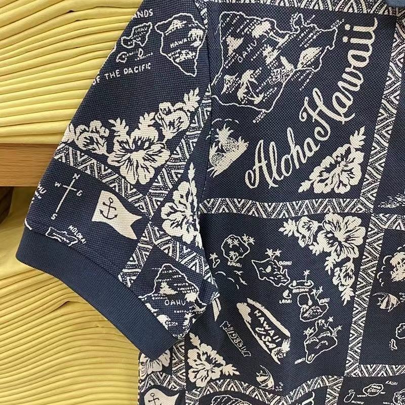 Áo polo manbaju Lenan panjang lelaki2022 Ngắn Tay In Họa Tiết Thời Trang Mùa Hè Phong Cách Châu Âu