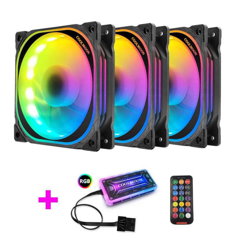 Bộ 3 Quạt Tản Nhiệt, Fan Case Led RGB Coolmoon U1 - Kèm Hub + Remote