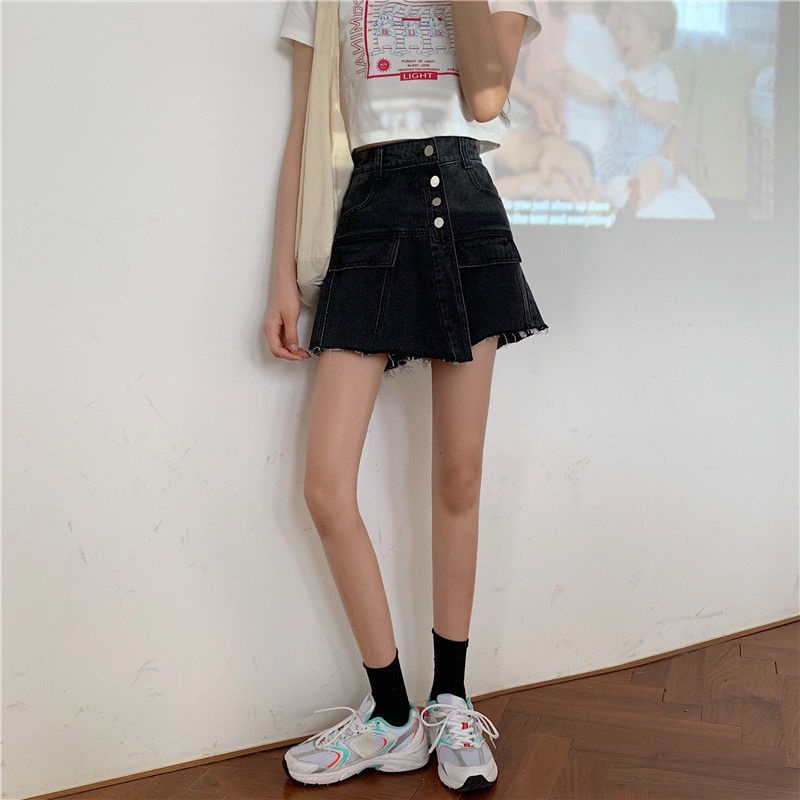 Quần Short Jeans Giả Váy Lưng Cao Thời Trang Mùa Hè Hàng Mới Phong Cách Hàn Quốc 2022 Cho Nữ