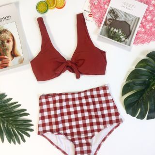 Bikini cột nơ caro đỏ( kèm hình thật)