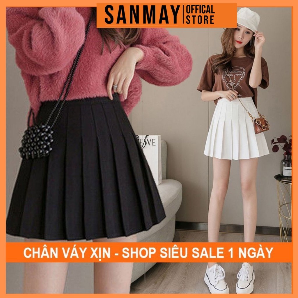 Chân Váy Ngắn Xếp Ly Tennis Trắng Đen Dáng Chữ A Hàn Quốc Cao Cấp Ulzzang Dáng Xòe Ôm Body Đẹp SANMAY CV003