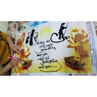 Tranh Đính Đá CHA MẸ . Kích Thước: 75cm x 48cm
