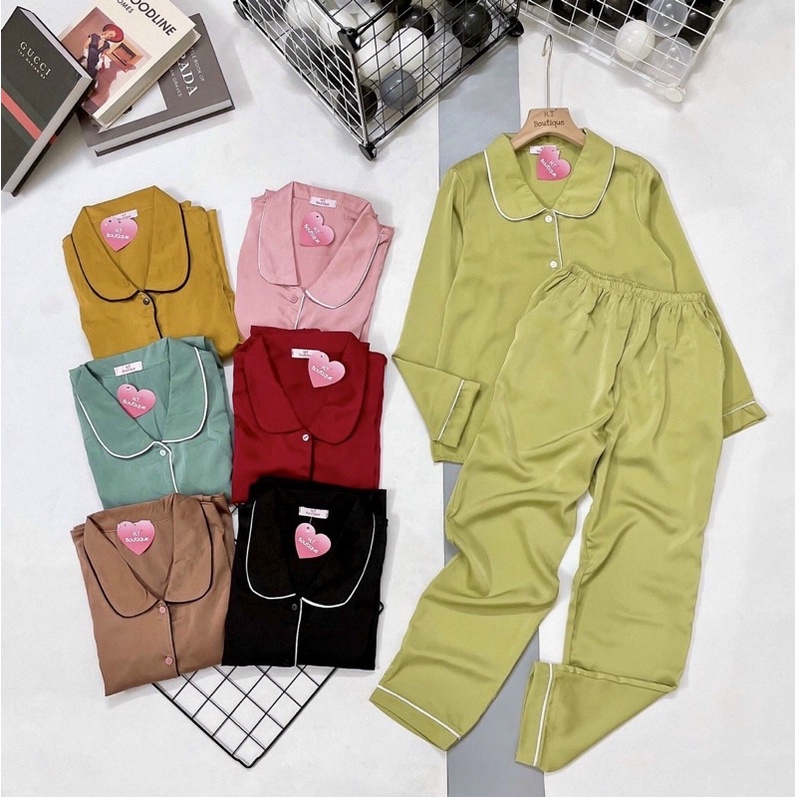 Bộ Pijama Mặc Nhà Cổ Sen Chất Lụa Latin Hàng Thiết Kế Cao Cấp