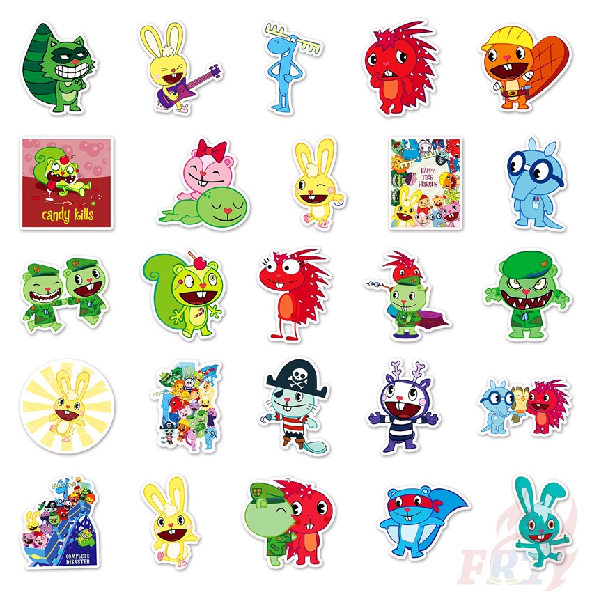 Set 50 hình dán chống thấm nước Happy Tree Friends Series 01 thời trang trang trí đa dụng