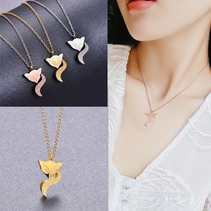 Combo dây chuyền, nhẫn và bông tai hồ ly màu vàng siêu đẹp, bền màu - Đem lại sự đẳng cấp quý phái, sang trọng