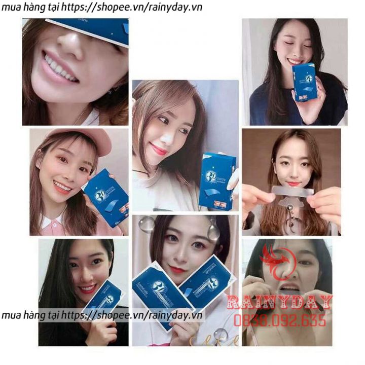 Hộp 14 miếng dán trắng răng tiện lợi 3D White Teeth Whitening Strips dán tẩy trắng răng nội địa trung