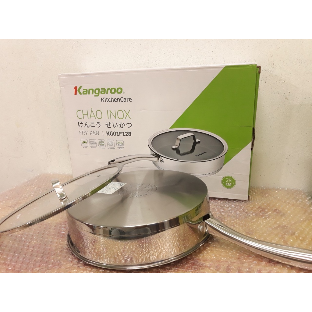 Chảo inox cao cấp 5 lớp size 28cm kangaroo hàng chính hãng