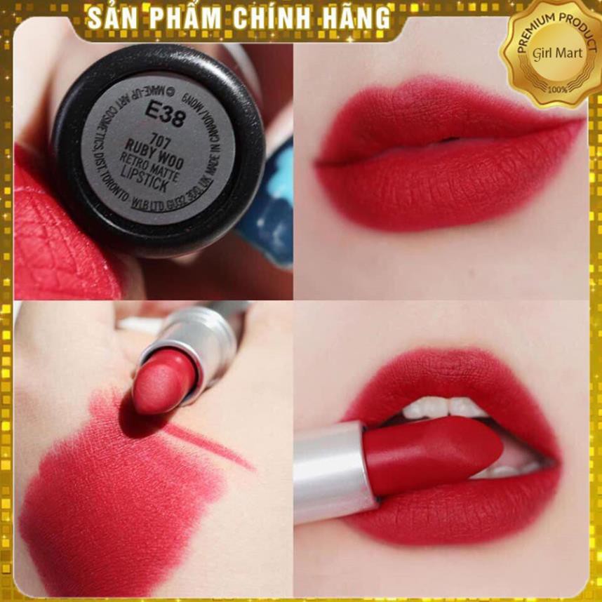 Son Mac Ruby Woo 707 màu đỏ cổ điển siêu sang chảnh