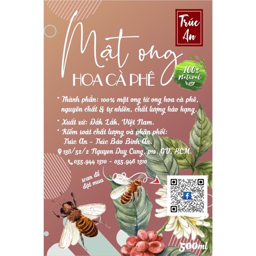 [HỎA TỐC] Mật ong hoa cà phê nguyên chất và hảo hạng, 100% từ thiên nhiên thơm ngon bổ dưỡng tuyệt vời cho sức khỏe