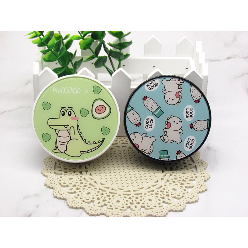 Khay Gương Tròn To Hình Khủng Long Dễ Thương - Case Đựng Lens