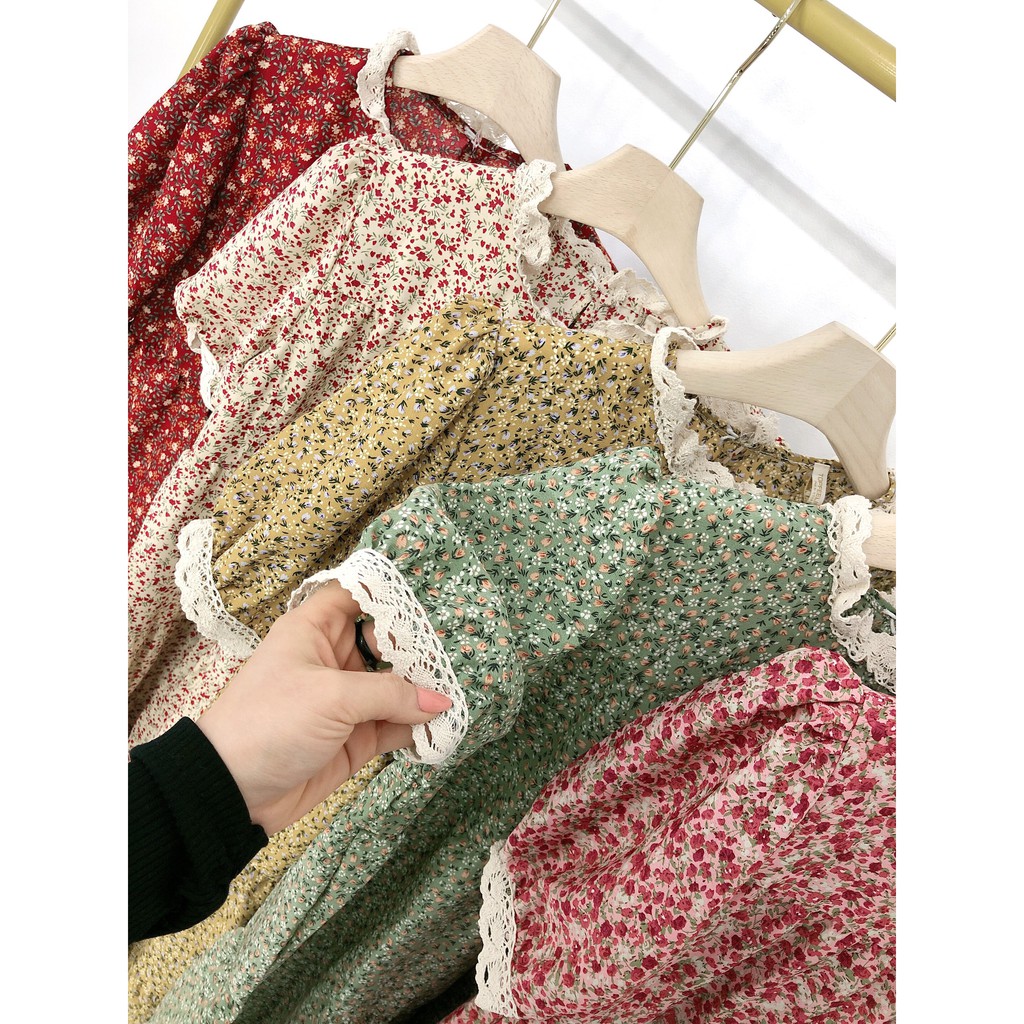 [Mã FATHANG5 giảm 10K đơn 50K] VÁY DÁNG SUÔNG HOA NHÍ PHỐI REN CỔ TAY ( ẢNH THẬT + VIDEO ) | BigBuy360 - bigbuy360.vn