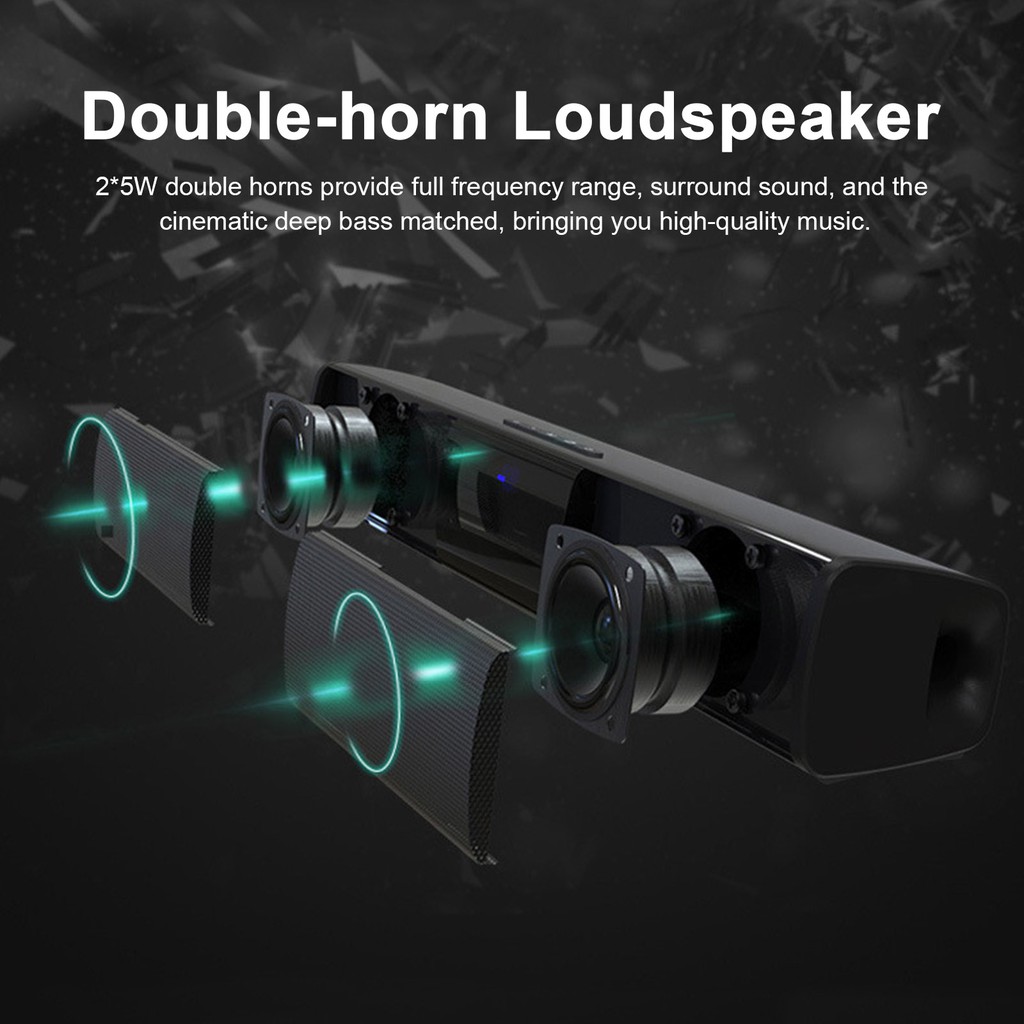 BS-28A Wireless Bluetooth Speakers 10W Soundbar Home Theater Sound Bar AUX IN USB TF Card Music Playback FM Radio USB Rechargeable