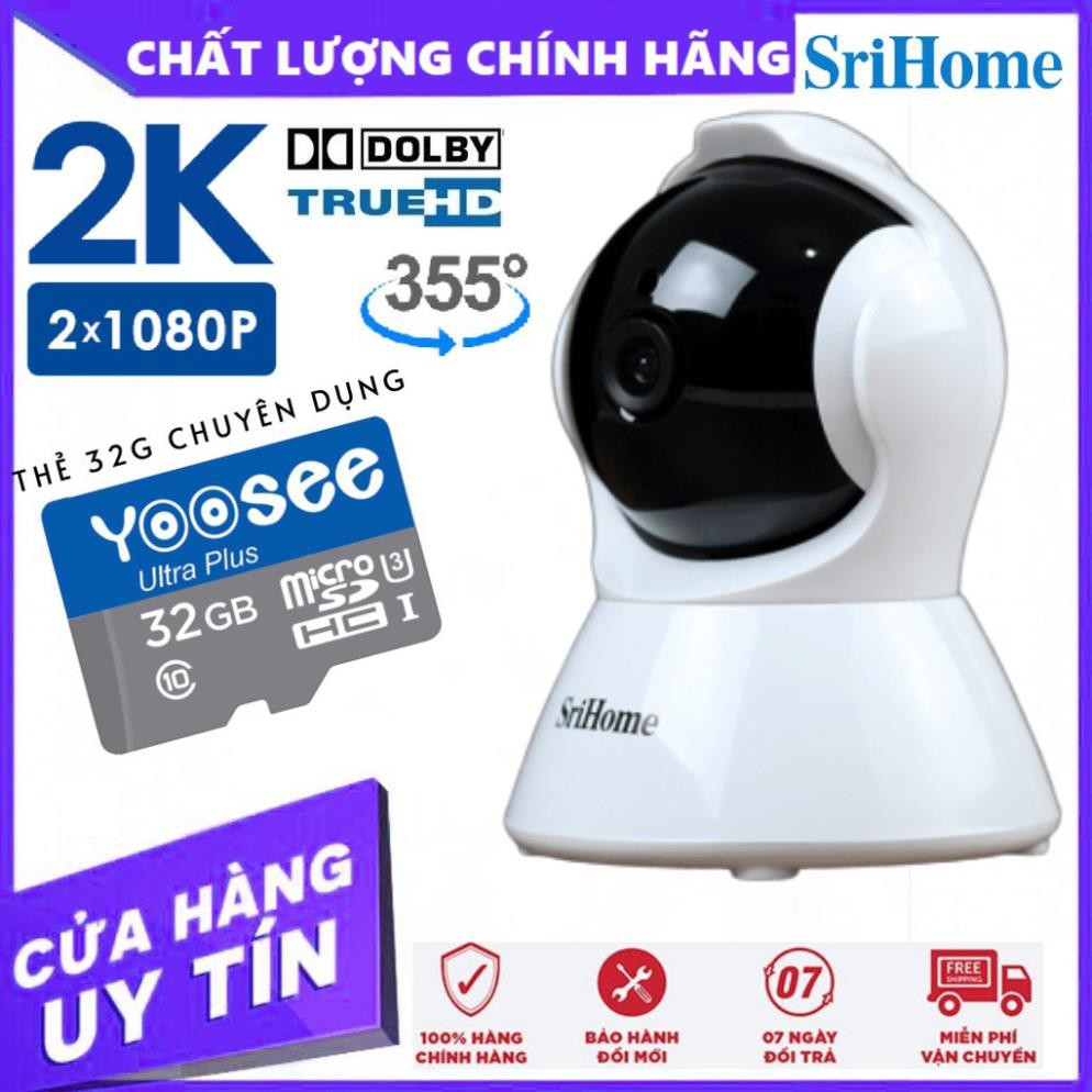 Camera Srihome SH025 - 2MP FHD - Kết nối wifi - Đàm thoại hai chiều - Xem 4 Camera Trên 1 Màn Hình