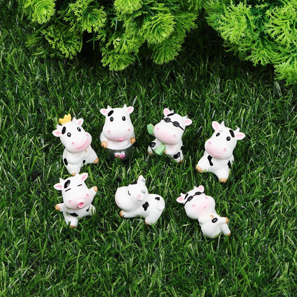 YNATURAL Mô Hình Bò Hoạt Hình Thu Nhỏ Dùng Trang Trí Tiểu Cảnh