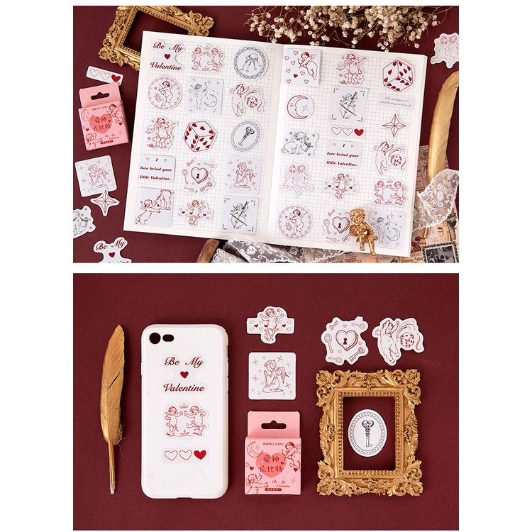 Set 46 Miếng Dán Hình Thần Tình Yêu Sáng Tạo Dùng Để Trang Trí