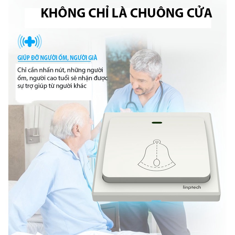 Chuông Cổng Báo Khách Chống Nước Không Dây Không Pin