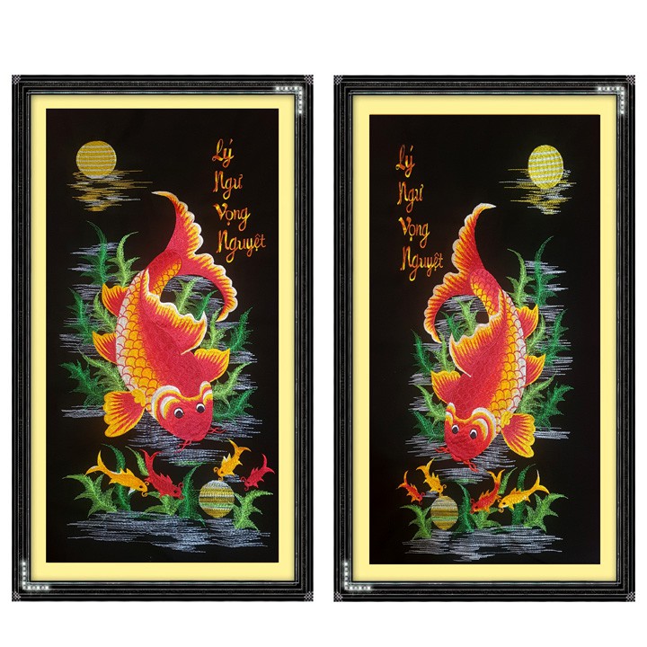( Tranh thêu sẵn)- Tranh thêu Đôi Cá Tài Lộc | BigBuy360 - bigbuy360.vn