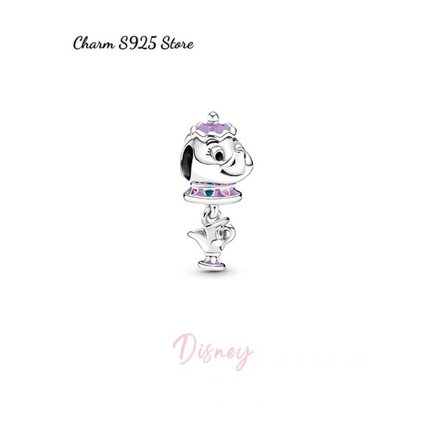 CHARM PAN ALE DISNEY Mrs POTTS &amp; CHIP BẠC S925 CAO CẤP