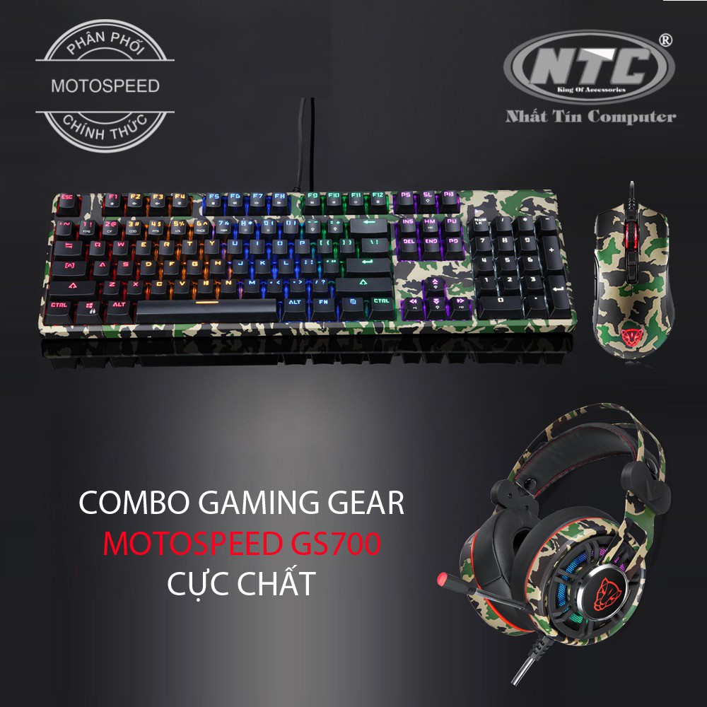 Bộ combo phím chuột tai nghe chơi game Motospeed GS700 cực chất (màu lính xanh)