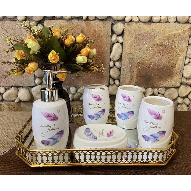 Set nhà tắm 5 món gốm sứ Bát Tràng