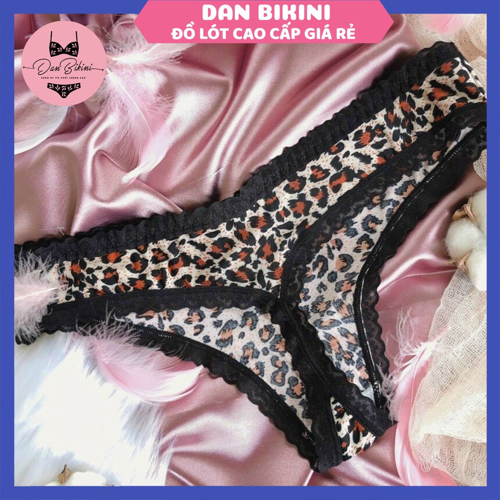 Quần Lót Lọt Khe  - Quần Lót Nữ Lọt Khe đúc su họa tiết da báo thiết kế phối viền ren gợi cảm mã 6032