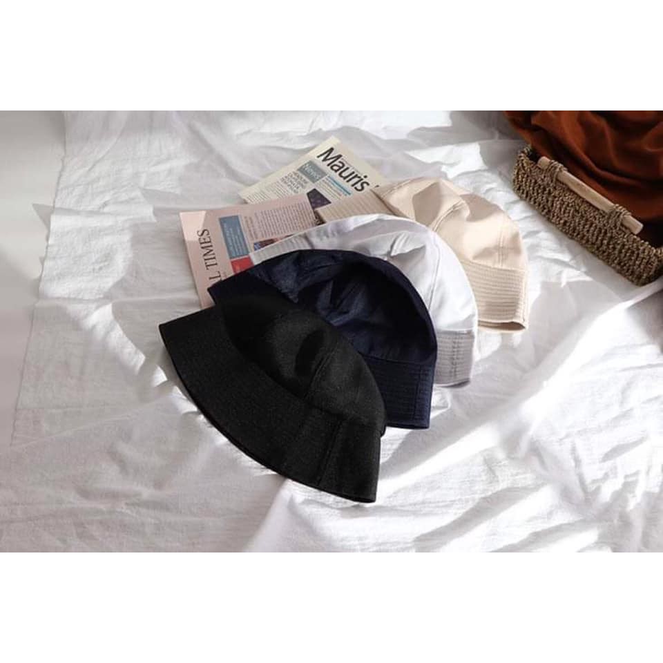 Nón bucket canvas trơn ngắn style Ulzzang tiktok xinh xắn