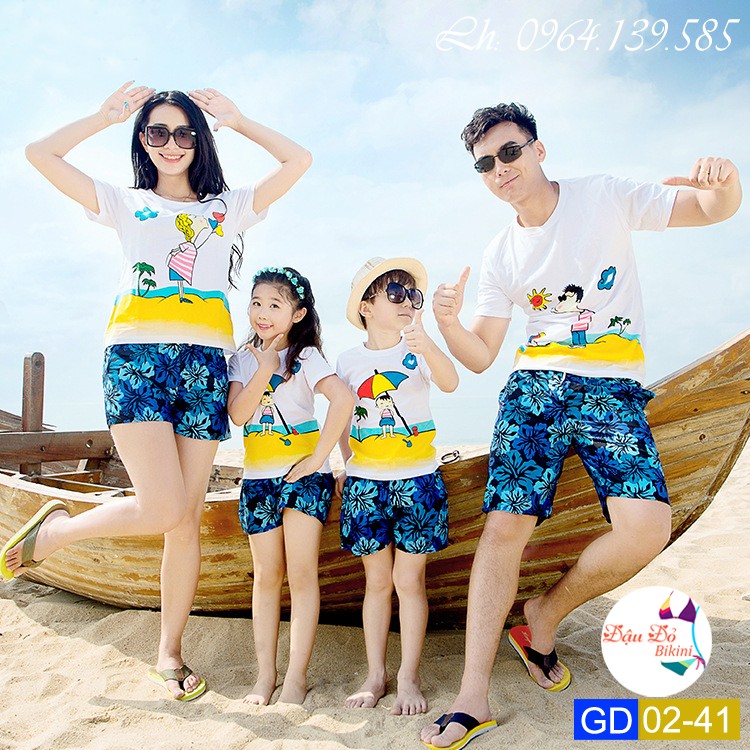 [DỌN KHO] - Set quần áo gia đình đi biển mùa hè dễ thương, chất cotton dầy dặn, đẹp, hàng Quảng Châu loại 1