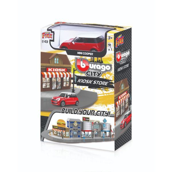Bộ mô hình cửa hàng bán lẻ và xe Bburago Mini Cooper MAISTO 31506/MT31500