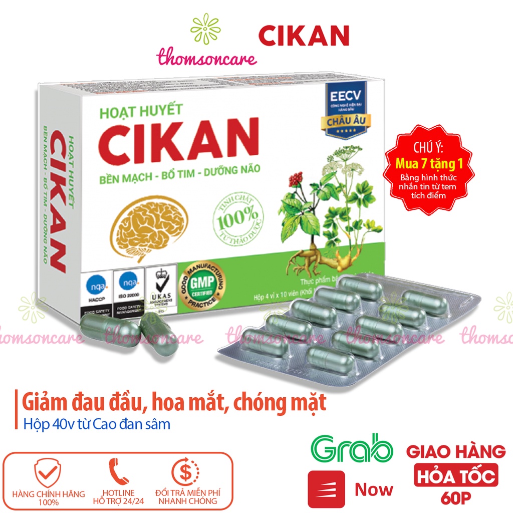 Hoạt huyết dưỡng não Cikan Mua 7h tặng 1h bằng tem tích điểm, có thêm đan sâm, tam thất, Ginkgo Biloba