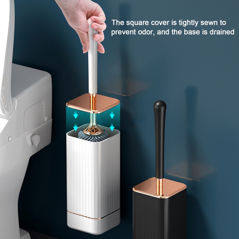 Tay Cầm Dài Chuyên Dụng Cho Bồn Cầu ​Bàn Chải Chà Toilet Với Đế Chống Rò Rỉ Và Giá Đỡ Làm Sạch Không Đầu Chết